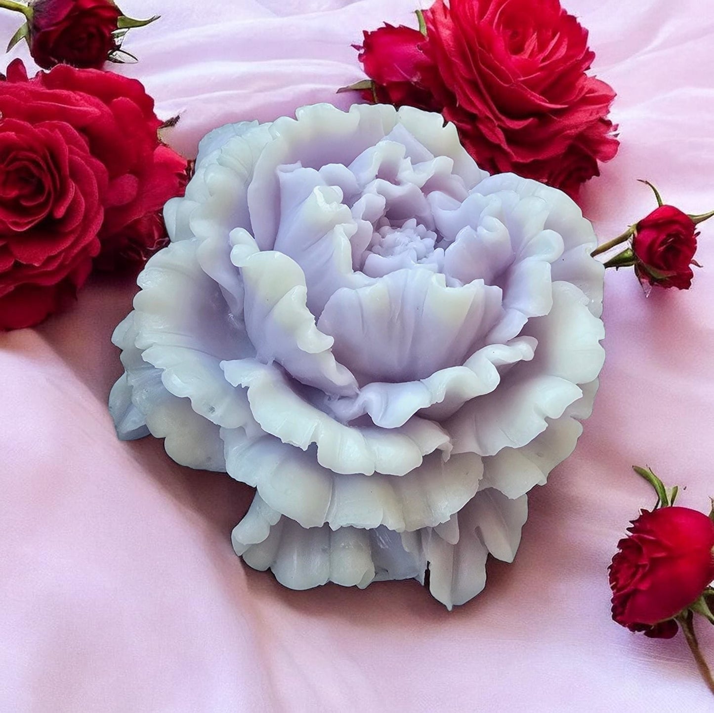 Giant peony blossom hand-poured soy wax floral sculpture candle — Sweety Botanica UAE
