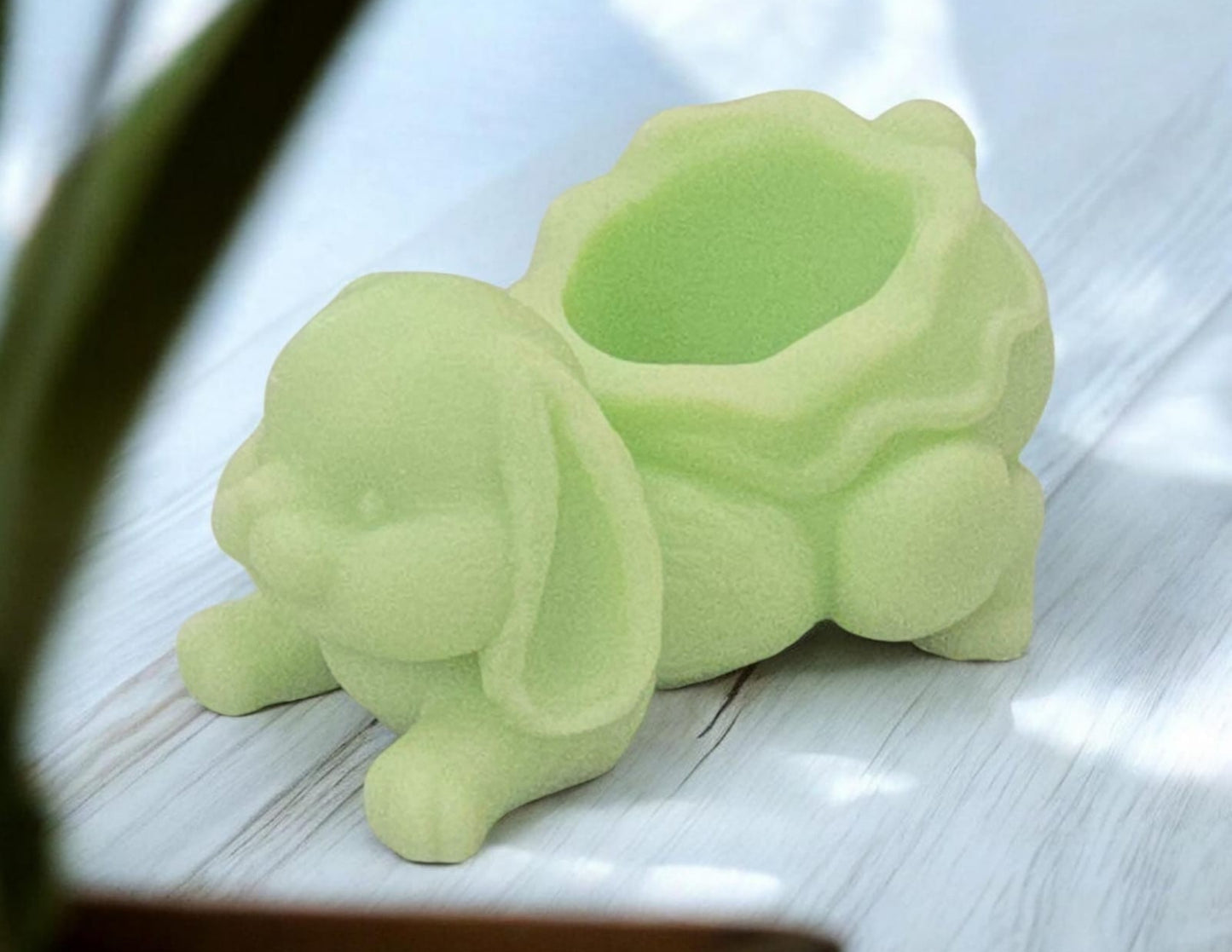Mint velvet sage green Jesmonite bunny succulent planter — Sweety Botanica UAE