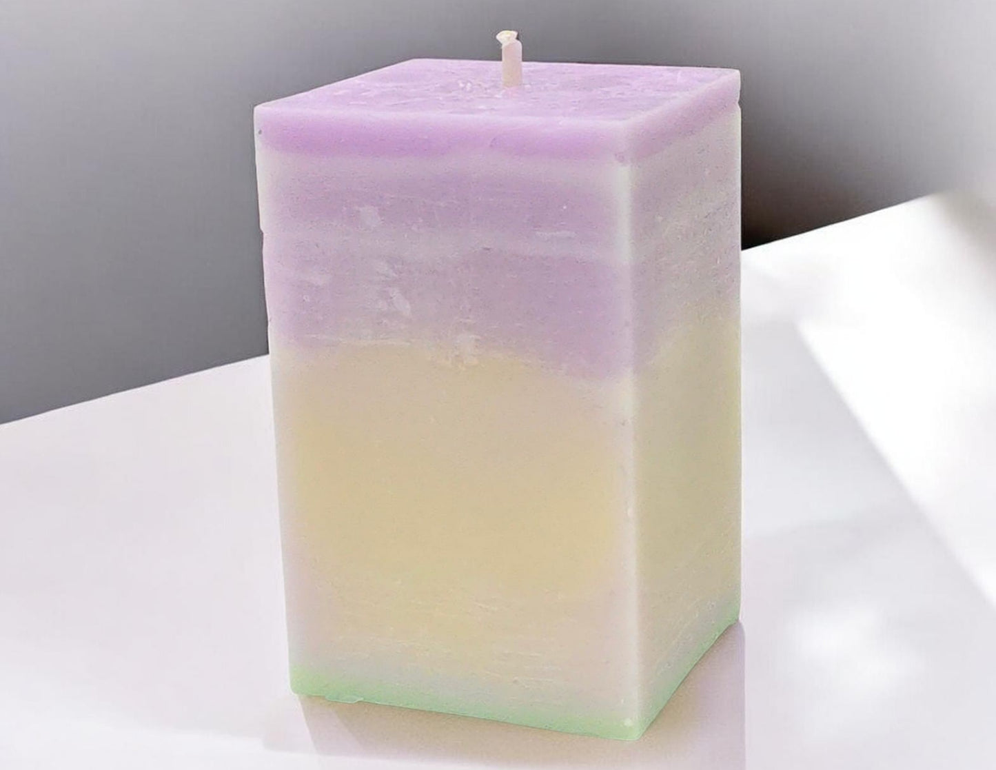 Pastel dreams gradient square pillar artisan soy wax candle — Sweety Botanica UAE
