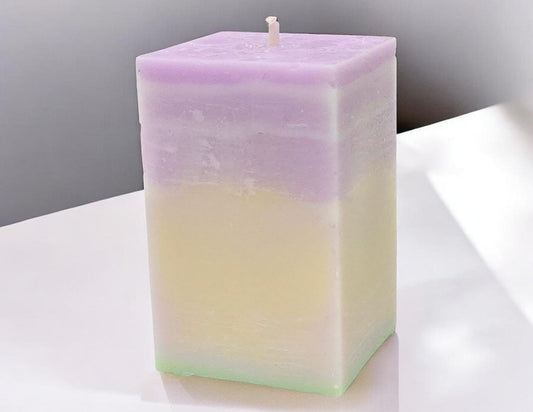 Pastel dreams gradient square pillar artisan soy wax candle — Sweety Botanica UAE

