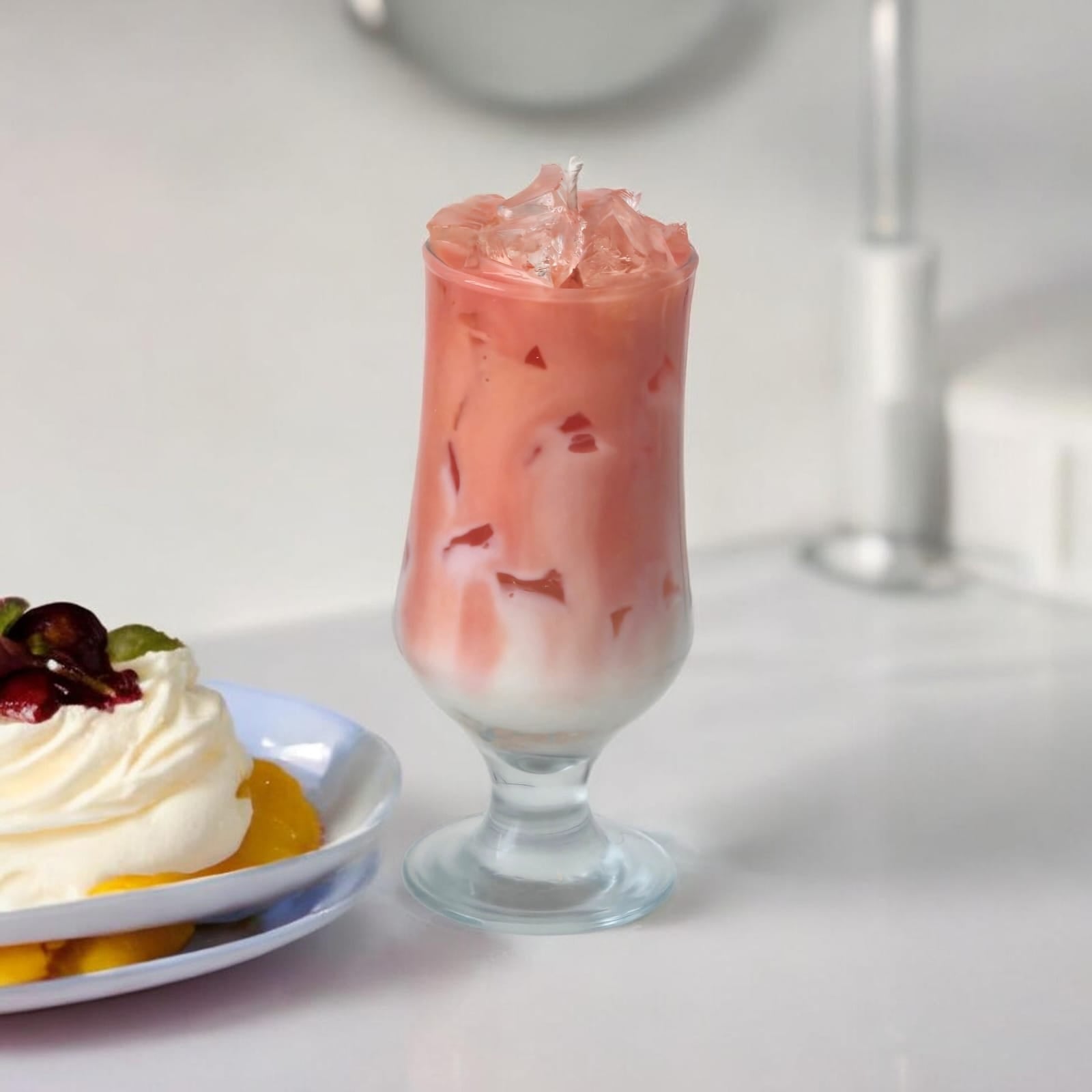 Strawberry latte soy and gel candle iced drink aesthetic — Sweety Botanica UAE
