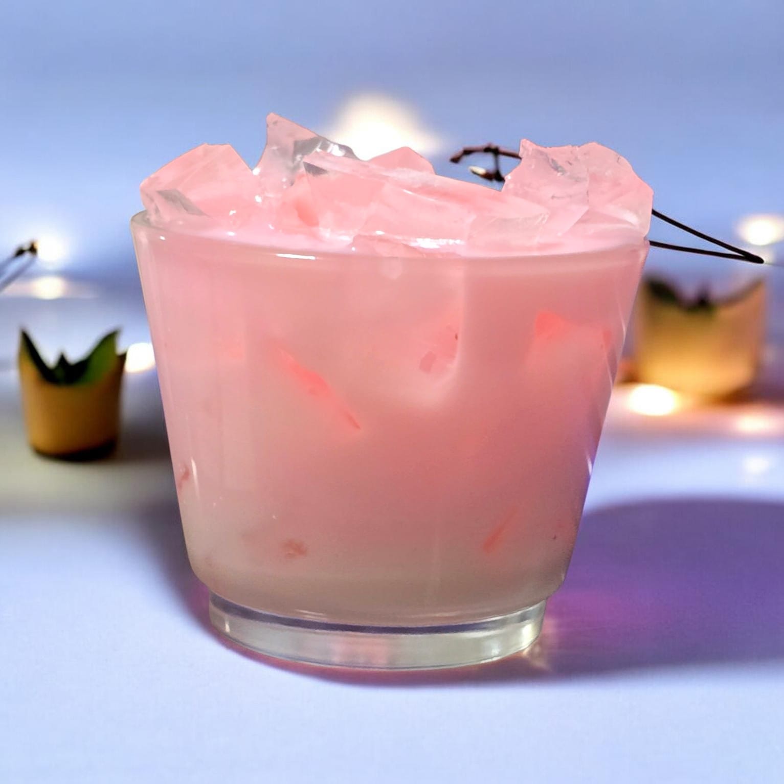 Artisanal strawberry pound cake soy gel ice milkshake candle — Sweety Botanica UAE
