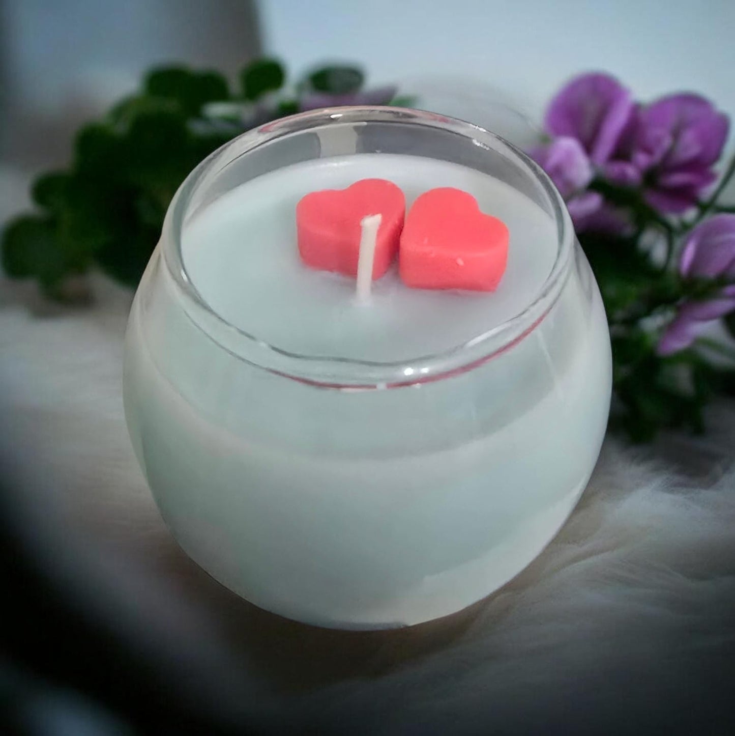 Romantic heart globe scented soy wax candle in glass globe — Sweety Botanica UAE
