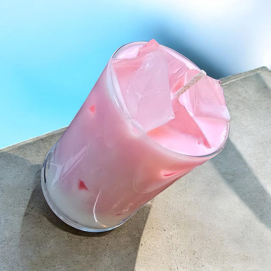 Strawberry latte summer edition soy and gel candle — Sweety Botanica UAE
