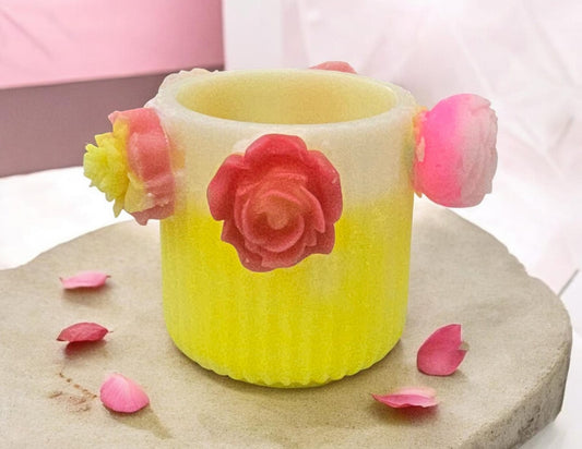 Signature floral wax vessel bespoke scented soy candle — Sweety Botanica UAE

