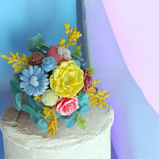 Vibrant handmade soy wax flower bouquet floral art sculpture — Sweety Botanica UAE
