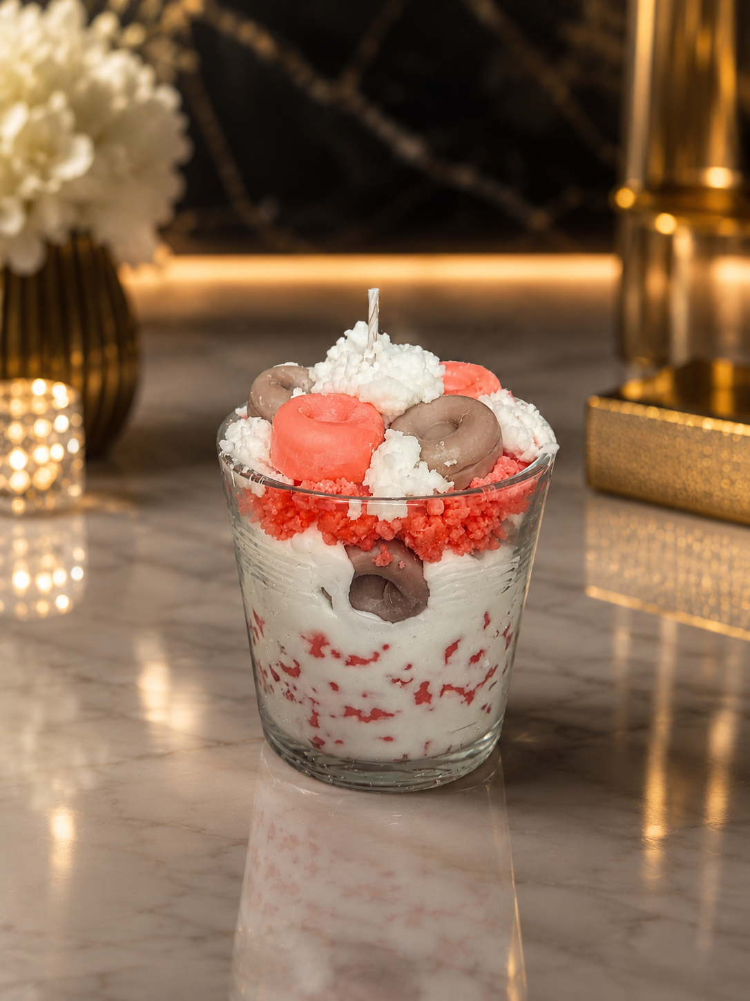 The Pink Glaze Donut Parfait Candle — Soy & Gel Wax